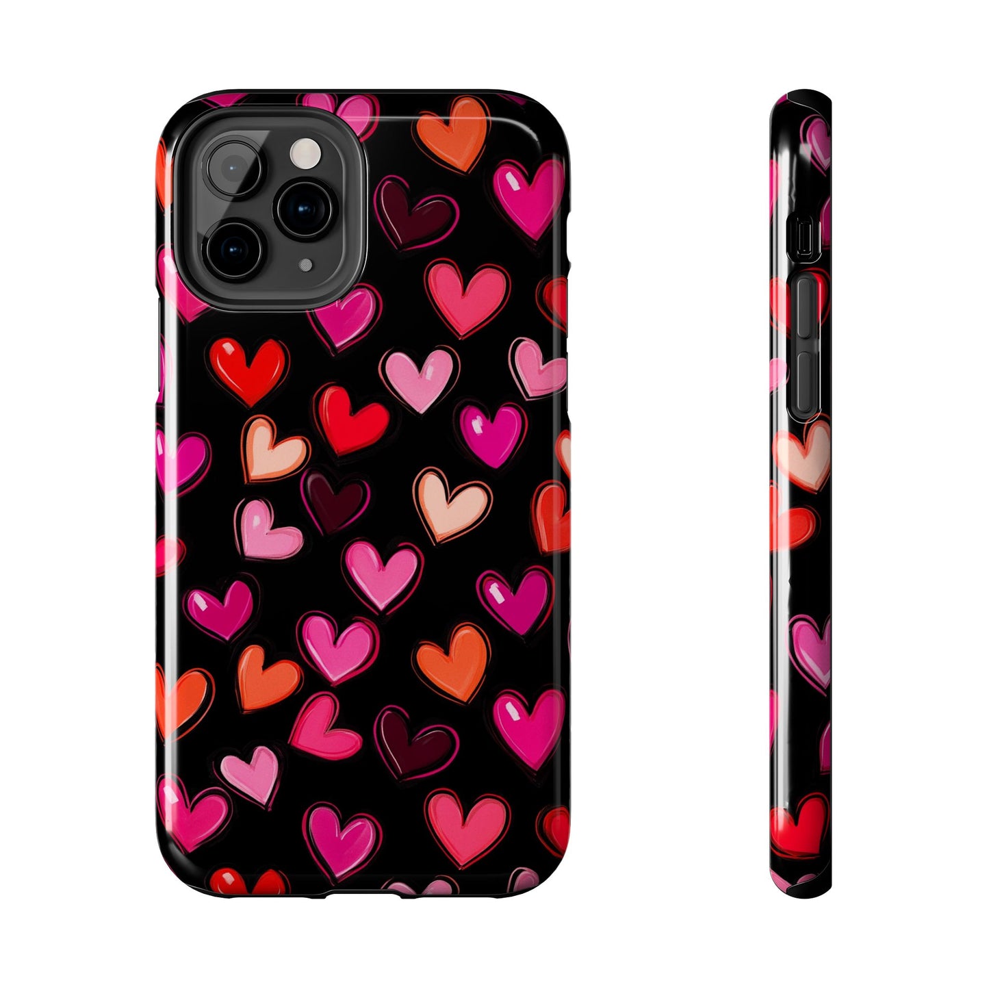 Love is in the Air | Colorful Hearts on Black