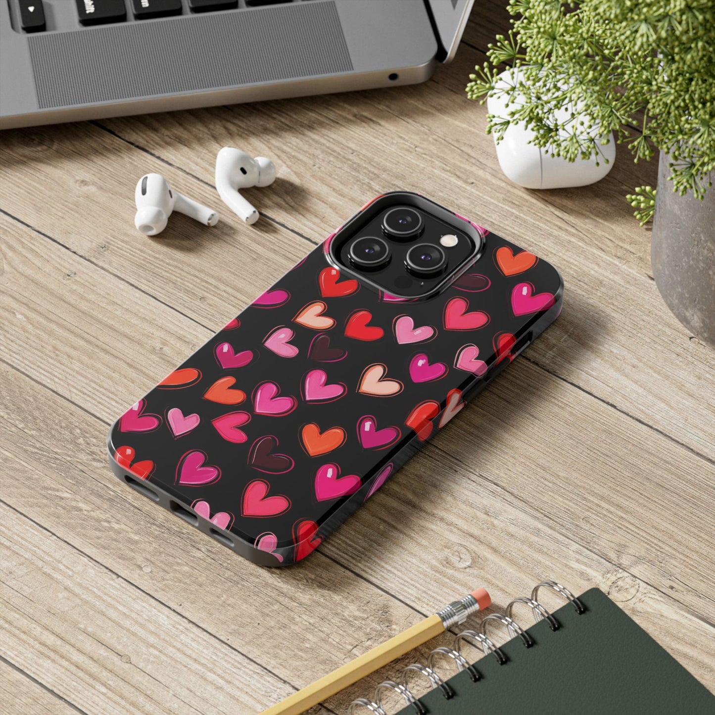 Love is in the Air | Colorful Hearts on Black