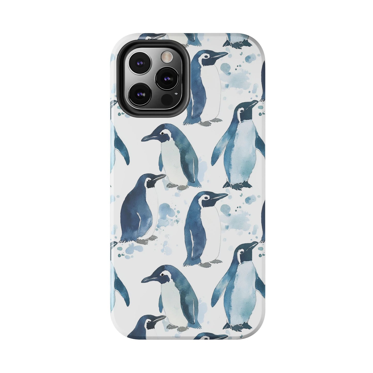 Animal Instinct | Watercolor Blue Gray Penguins