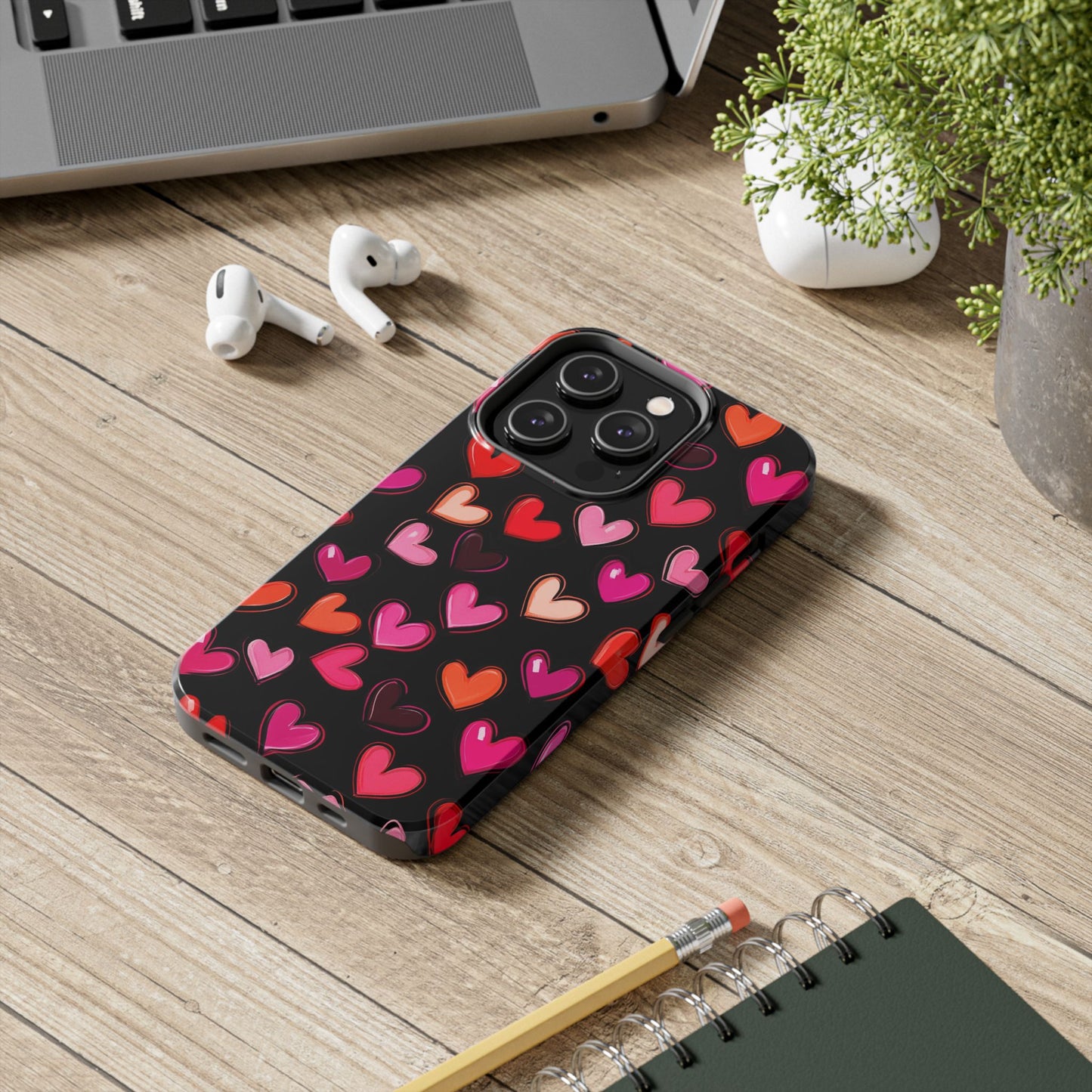 Love is in the Air | Colorful Hearts on Black