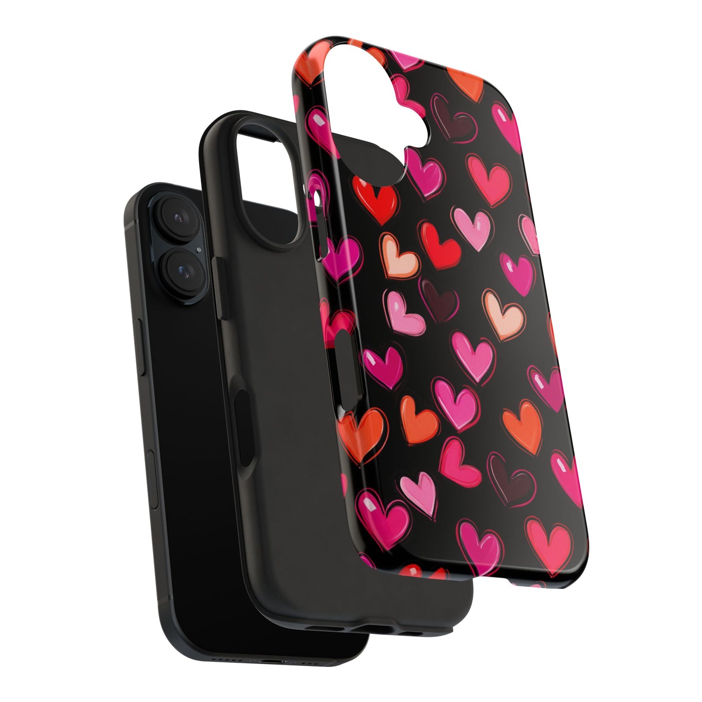 Love is in the Air | Colorful Hearts on Black