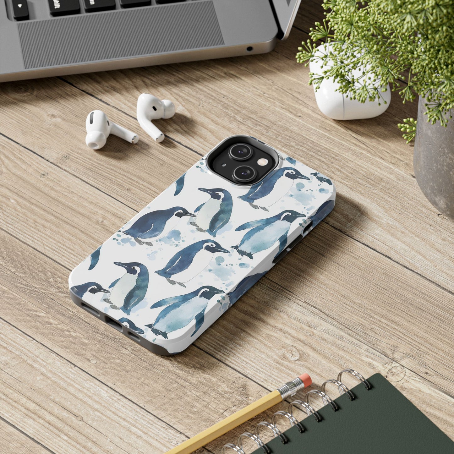 Animal Instinct | Watercolor Blue Gray Penguins