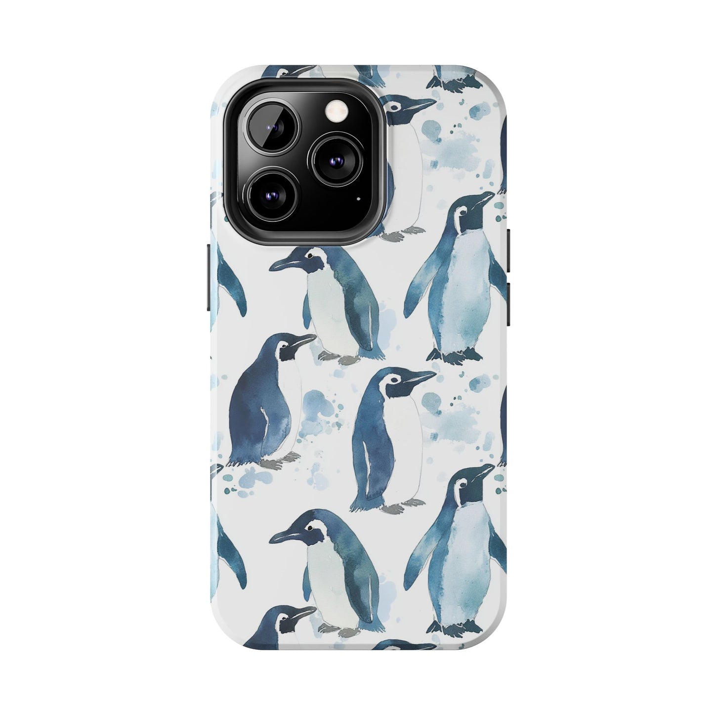 Animal Instinct | Watercolor Blue Gray Penguins