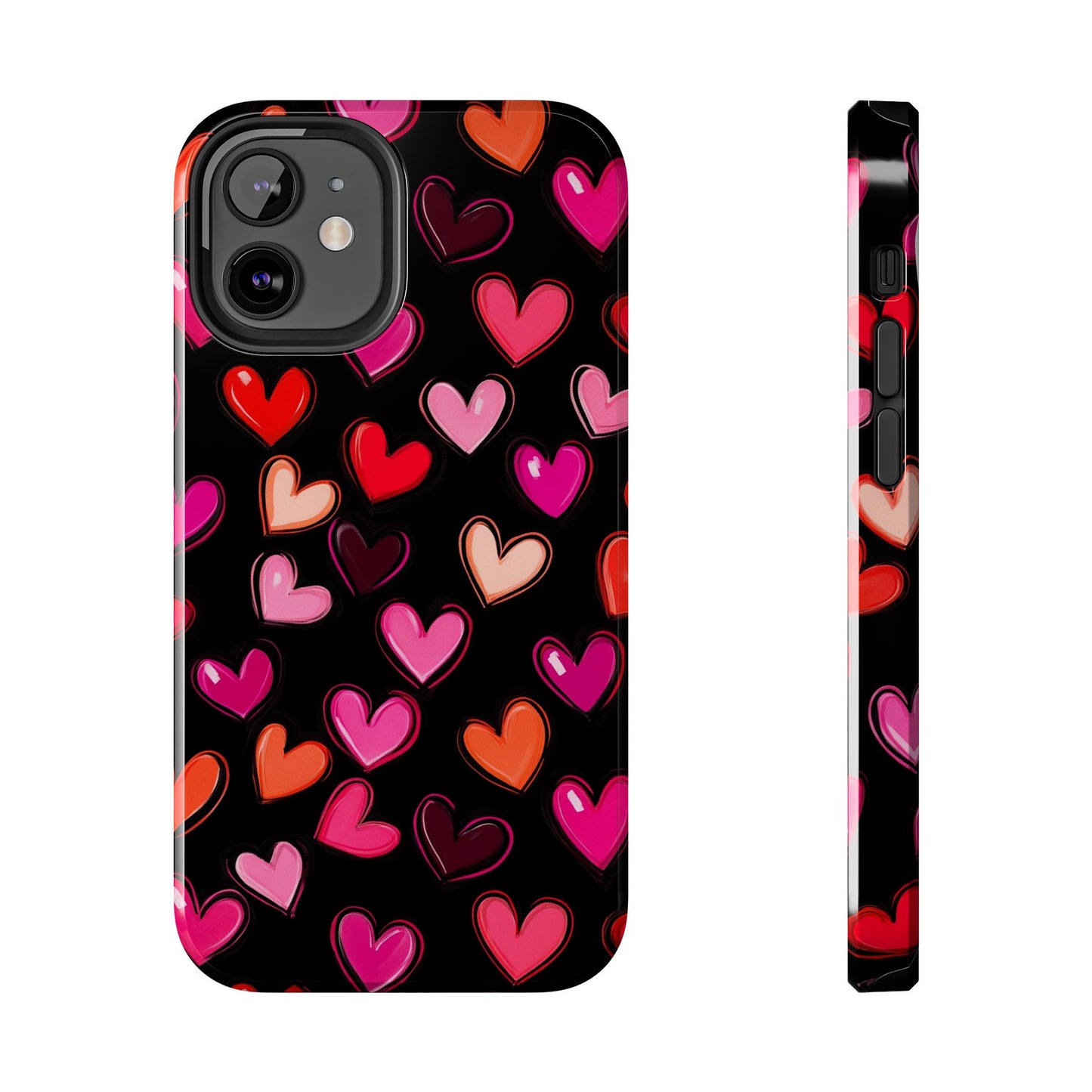 Love is in the Air | Colorful Hearts on Black