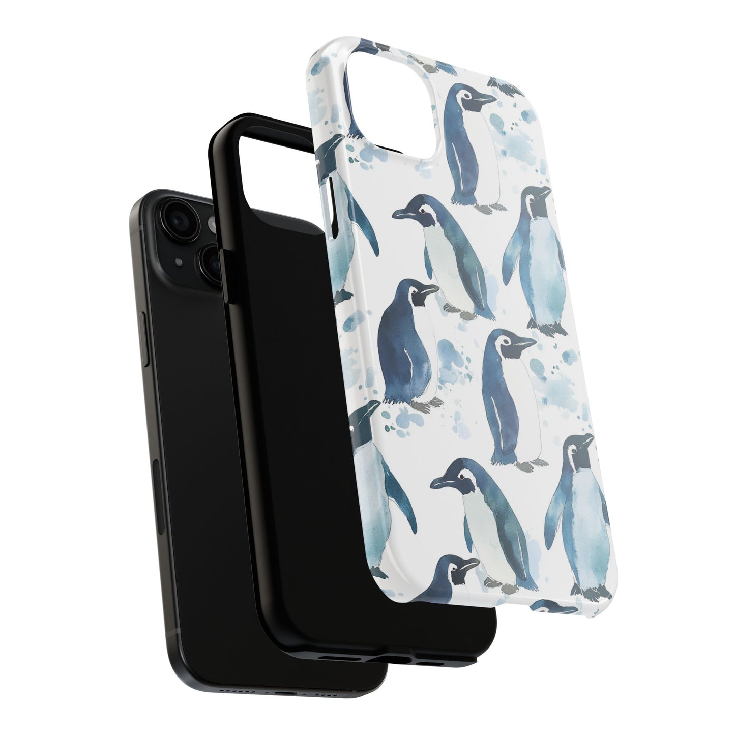 Animal Instinct | Watercolor Blue Gray Penguins