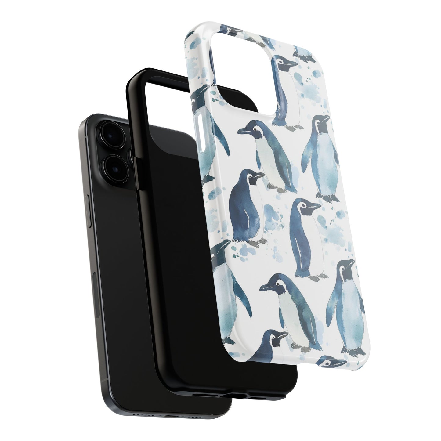 Animal Instinct | Watercolor Blue Gray Penguins