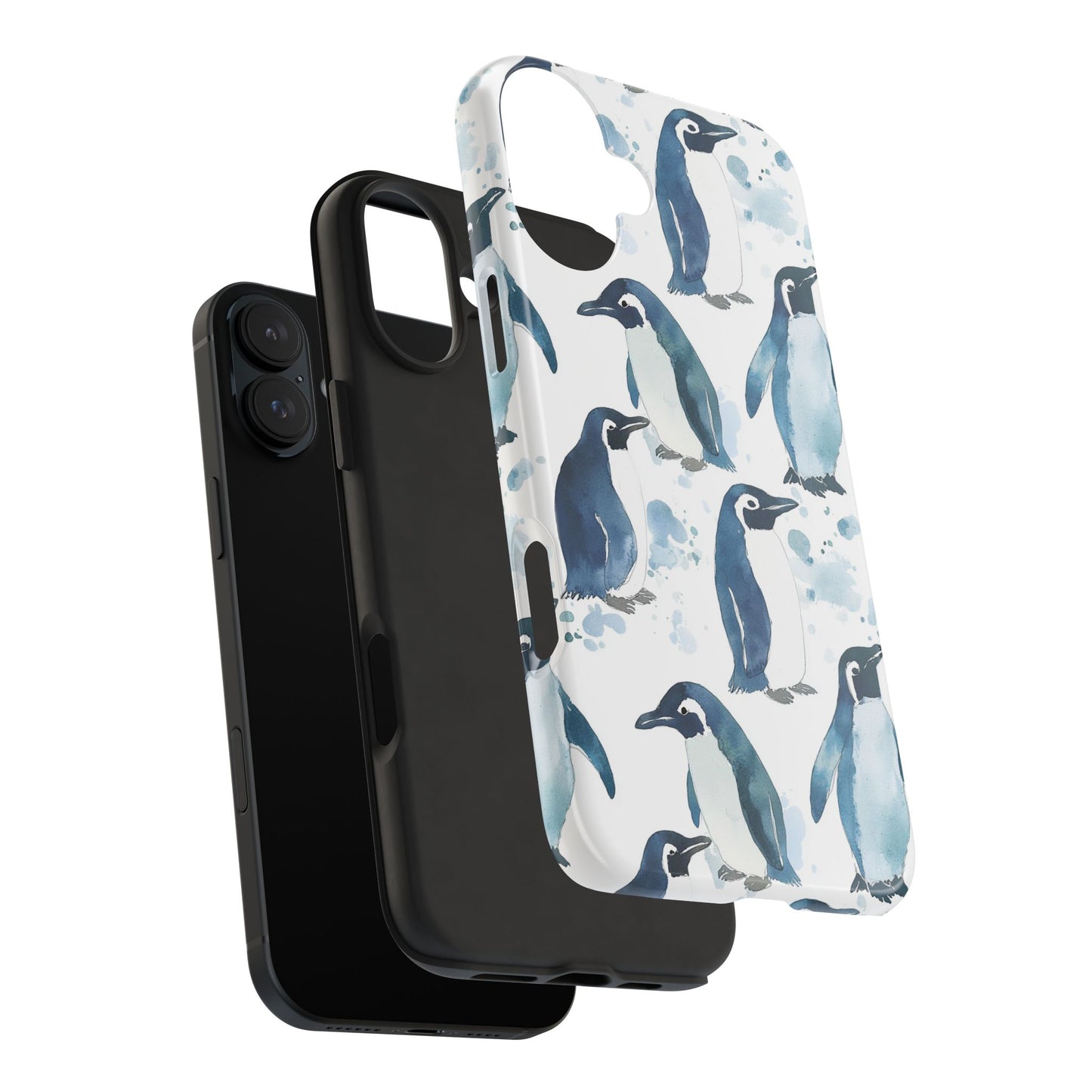 Animal Instinct | Watercolor Blue Gray Penguins