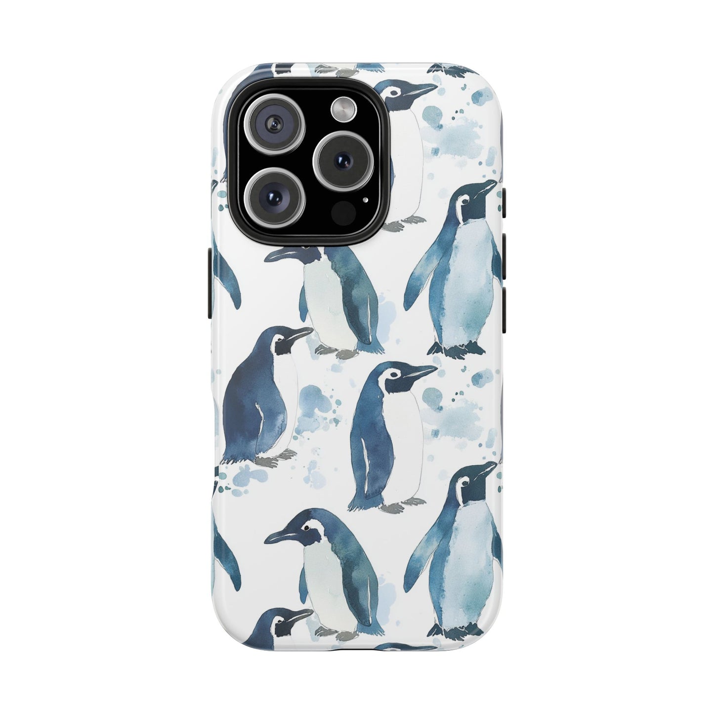 Animal Instinct | Watercolor Blue Gray Penguins