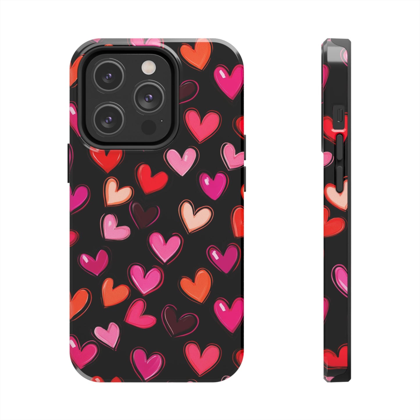 Love is in the Air | Colorful Hearts on Black