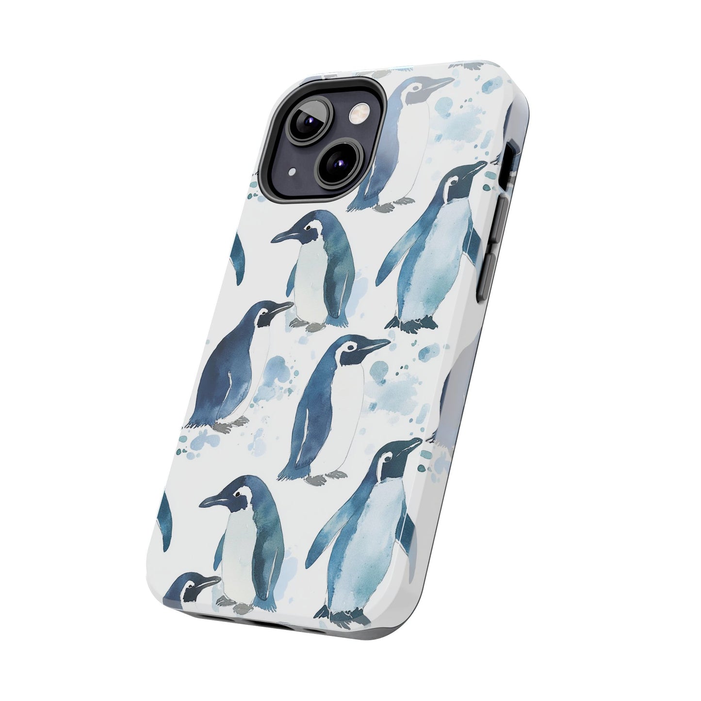 Animal Instinct | Watercolor Blue Gray Penguins