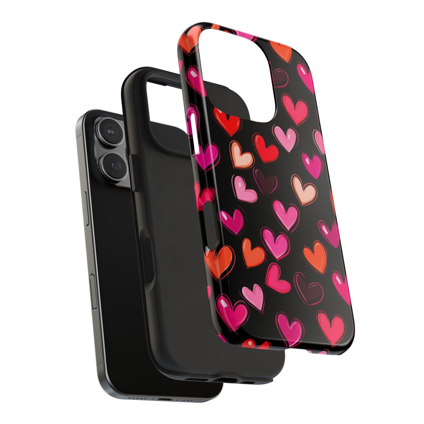 Love is in the Air | Colorful Hearts on Black