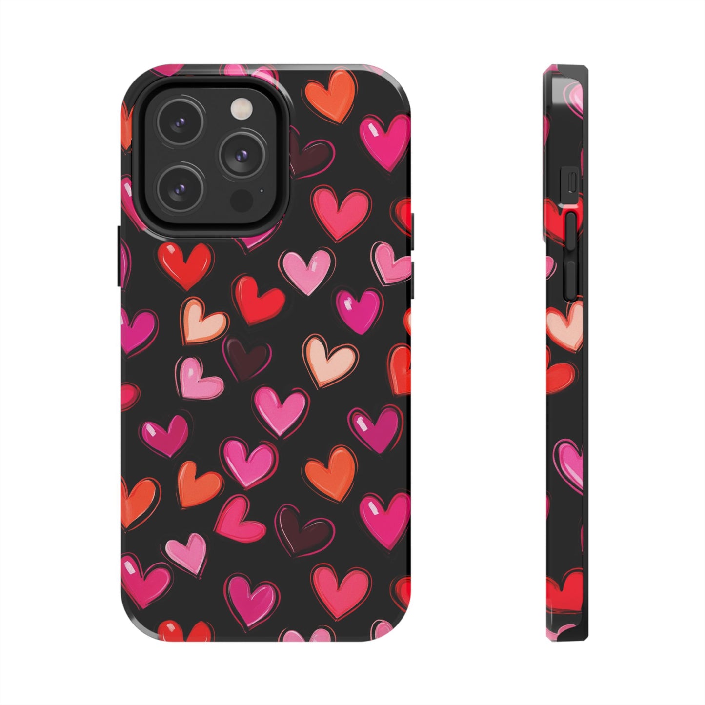 Love is in the Air | Colorful Hearts on Black