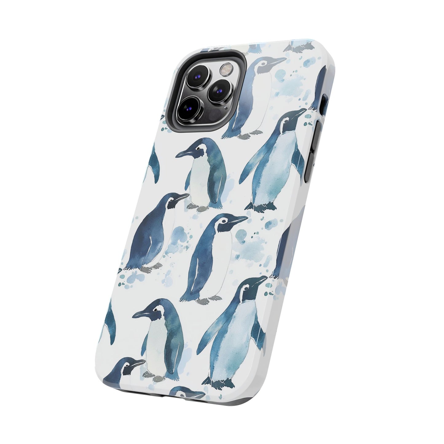 Animal Instinct | Watercolor Blue Gray Penguins