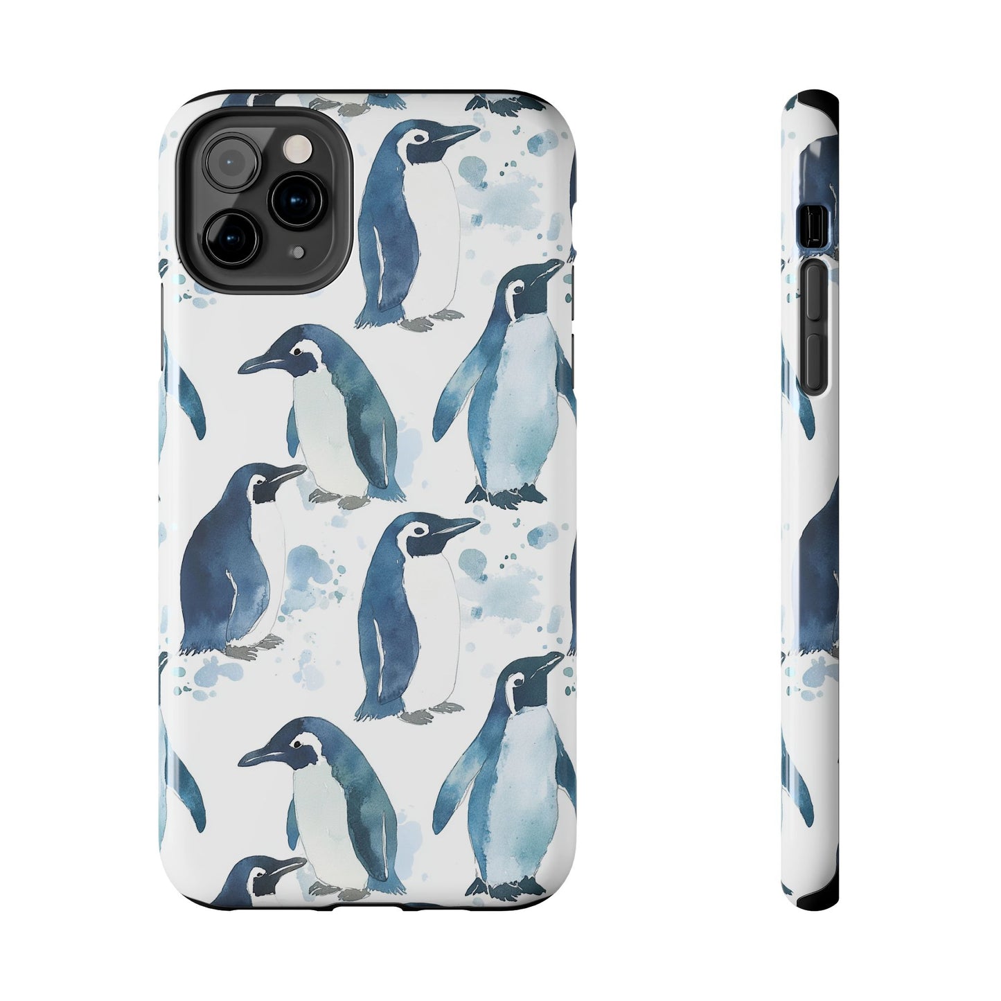 Animal Instinct | Watercolor Blue Gray Penguins