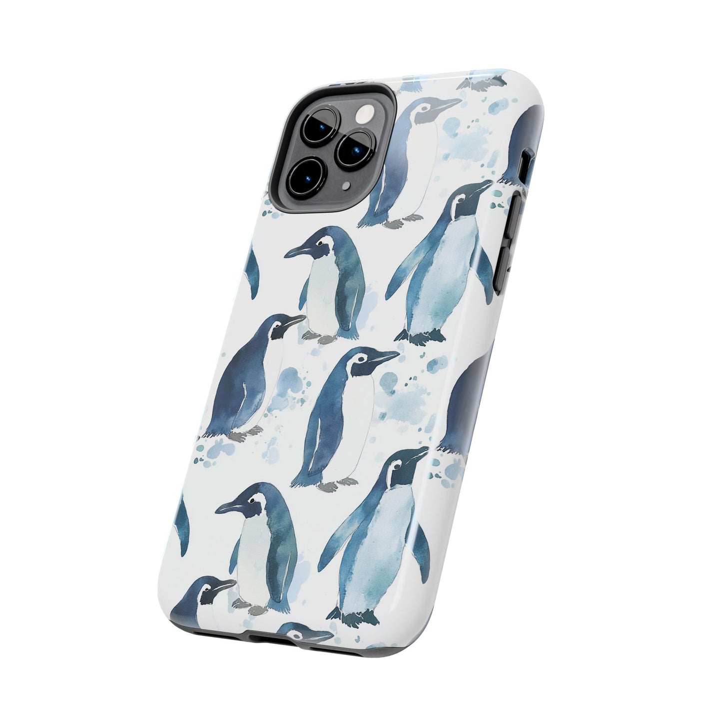 Animal Instinct | Watercolor Blue Gray Penguins