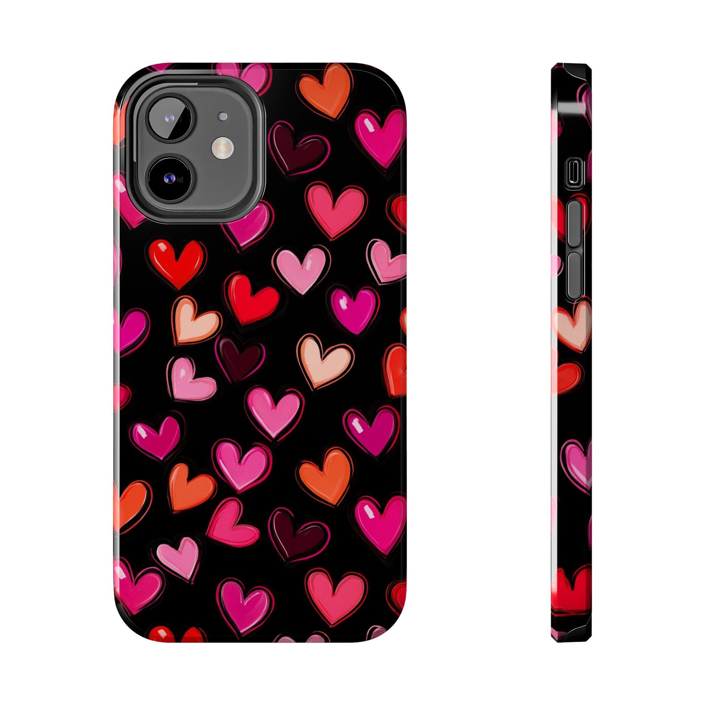 Love is in the Air | Colorful Hearts on Black