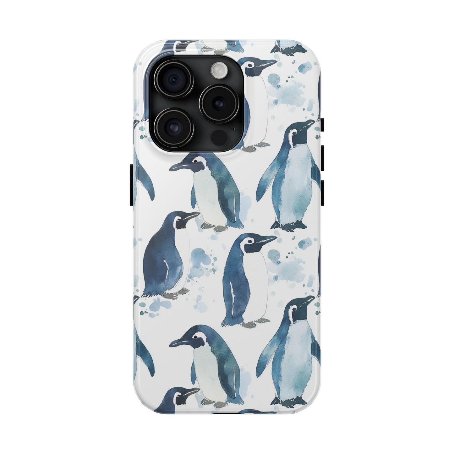 Animal Instinct | Watercolor Blue Gray Penguins