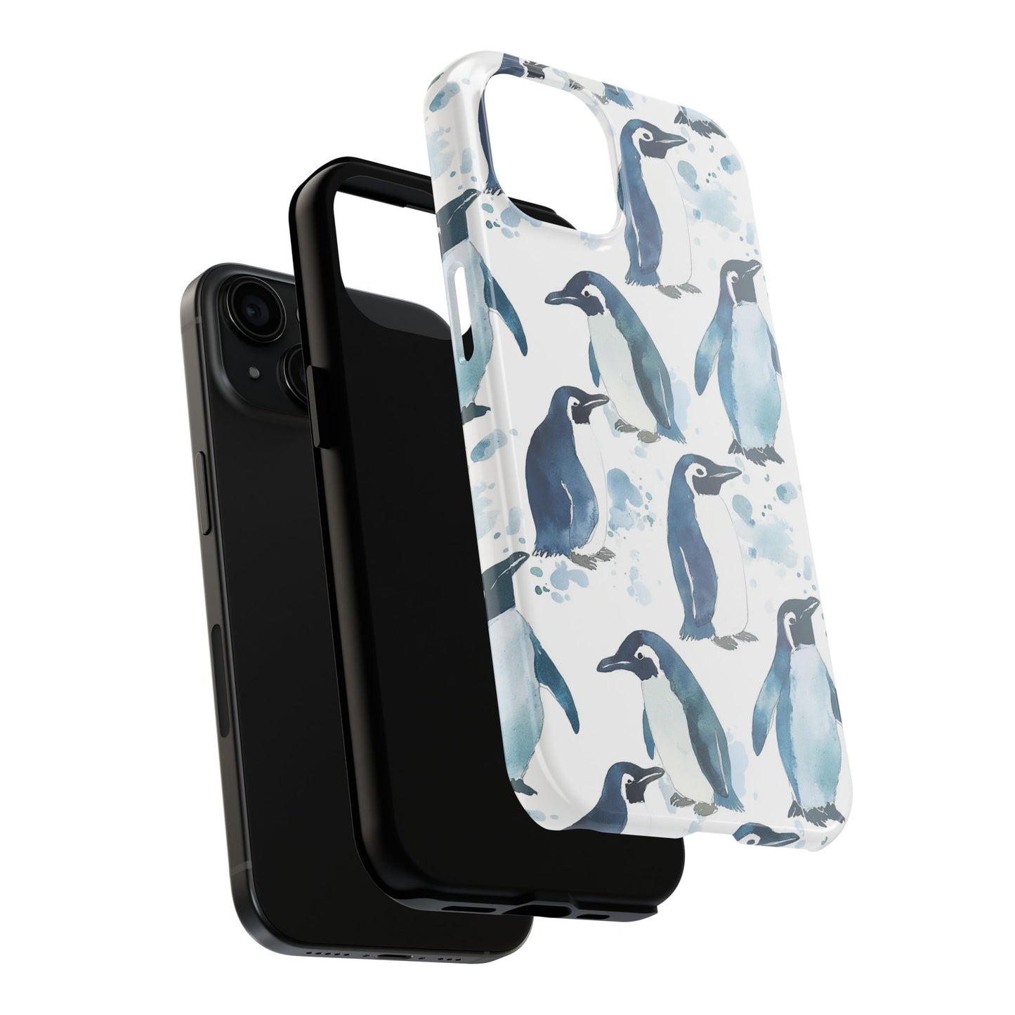 Animal Instinct | Watercolor Blue Gray Penguins