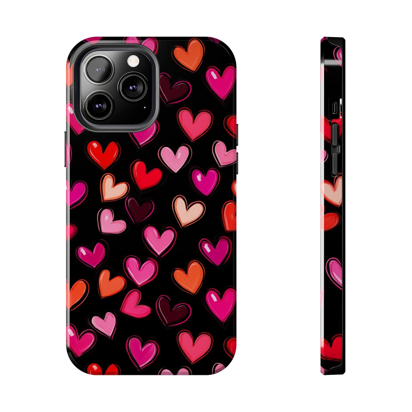 Love is in the Air | Colorful Hearts on Black