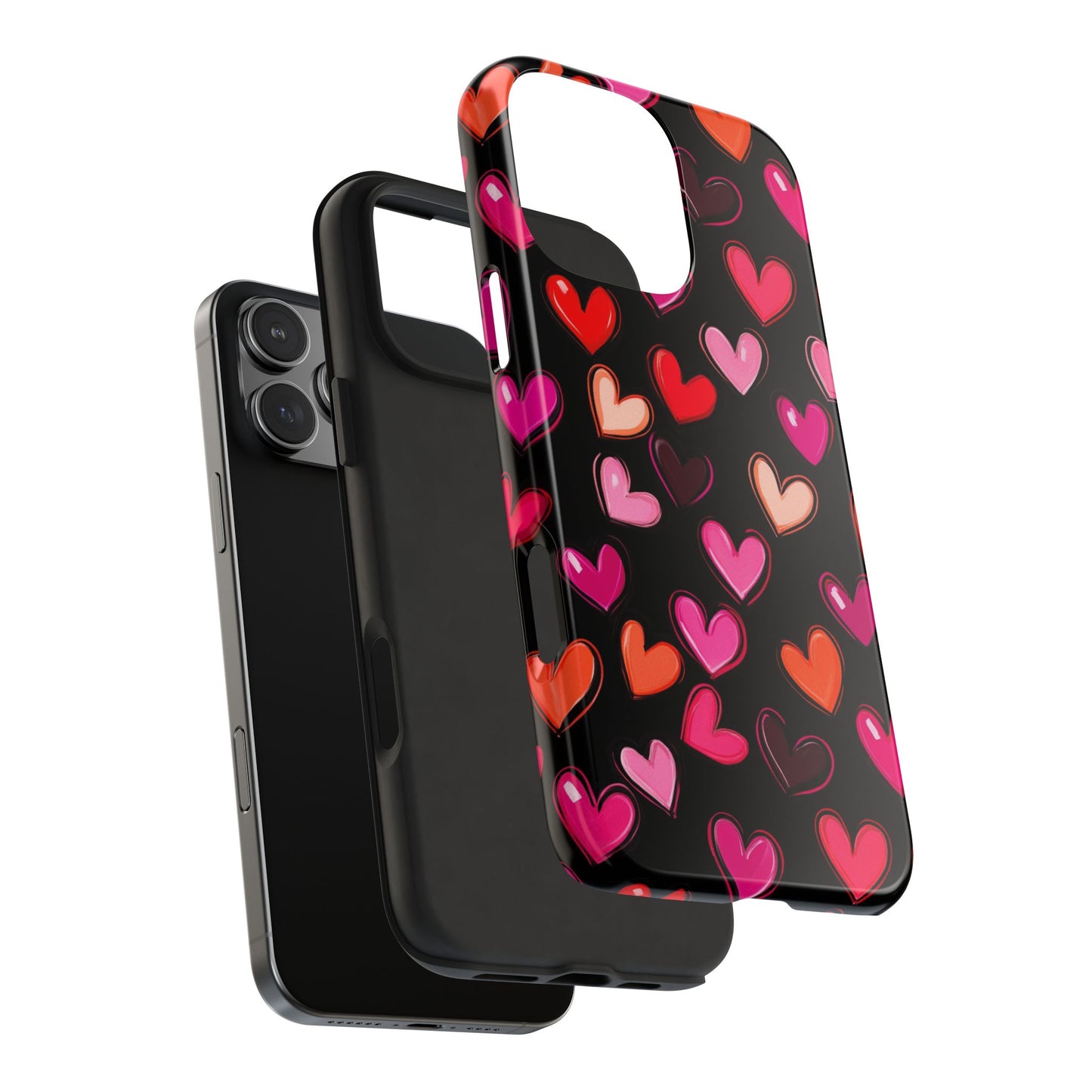 Love is in the Air | Colorful Hearts on Black