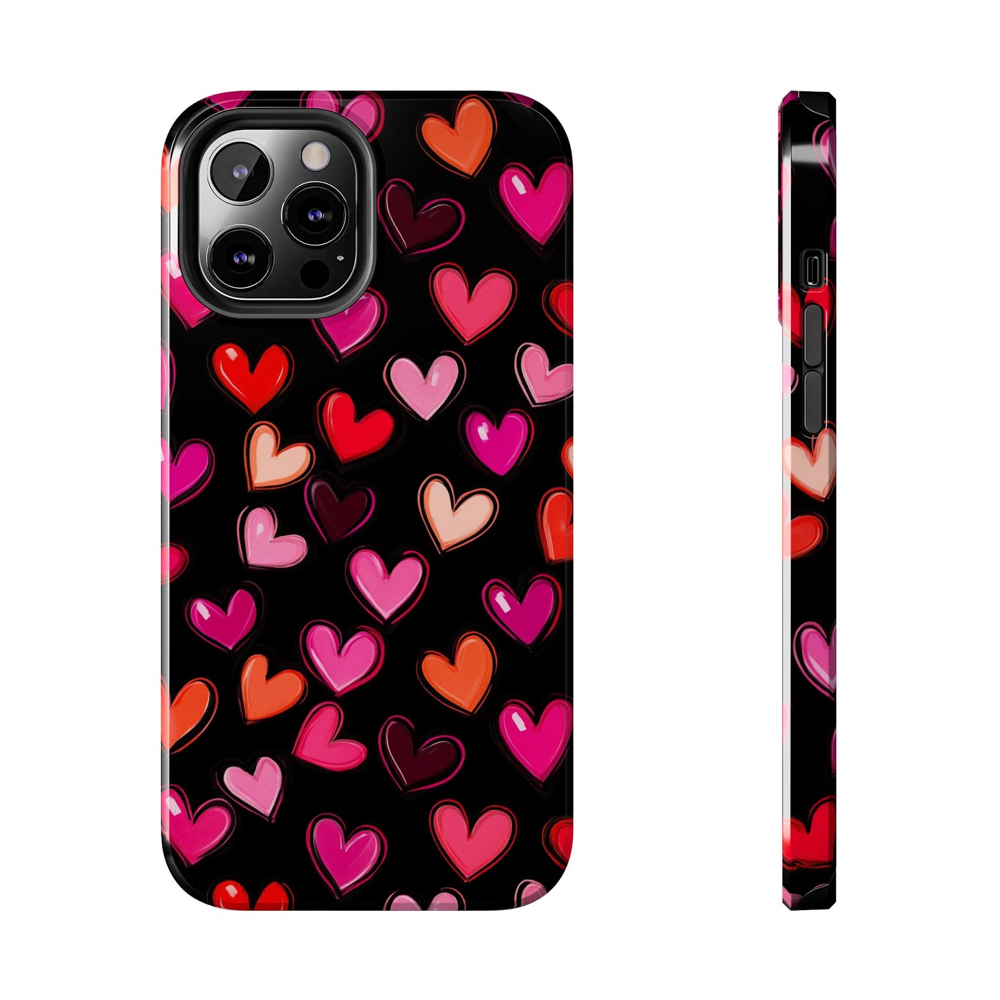 Love is in the Air | Colorful Hearts on Black