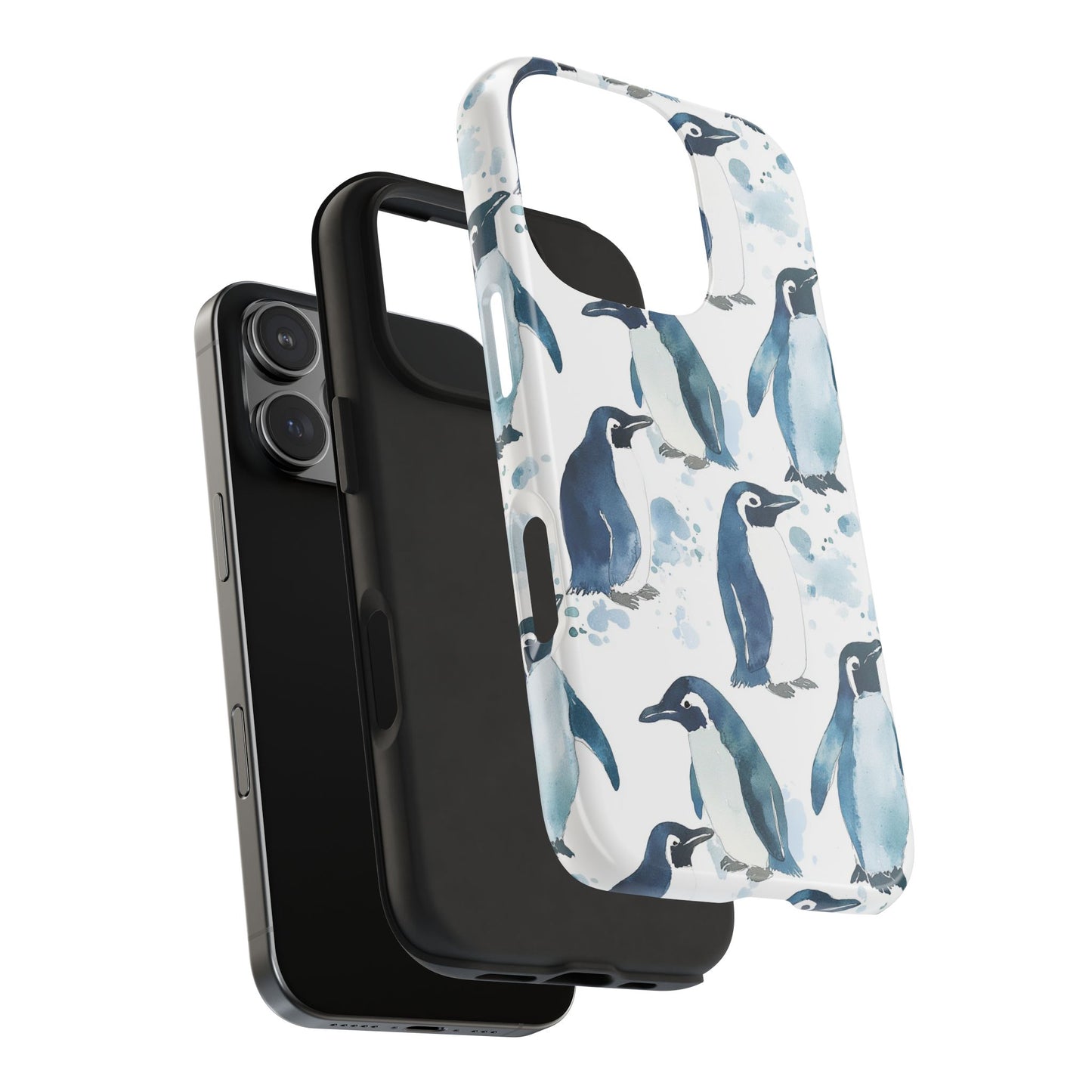 Animal Instinct | Watercolor Blue Gray Penguins