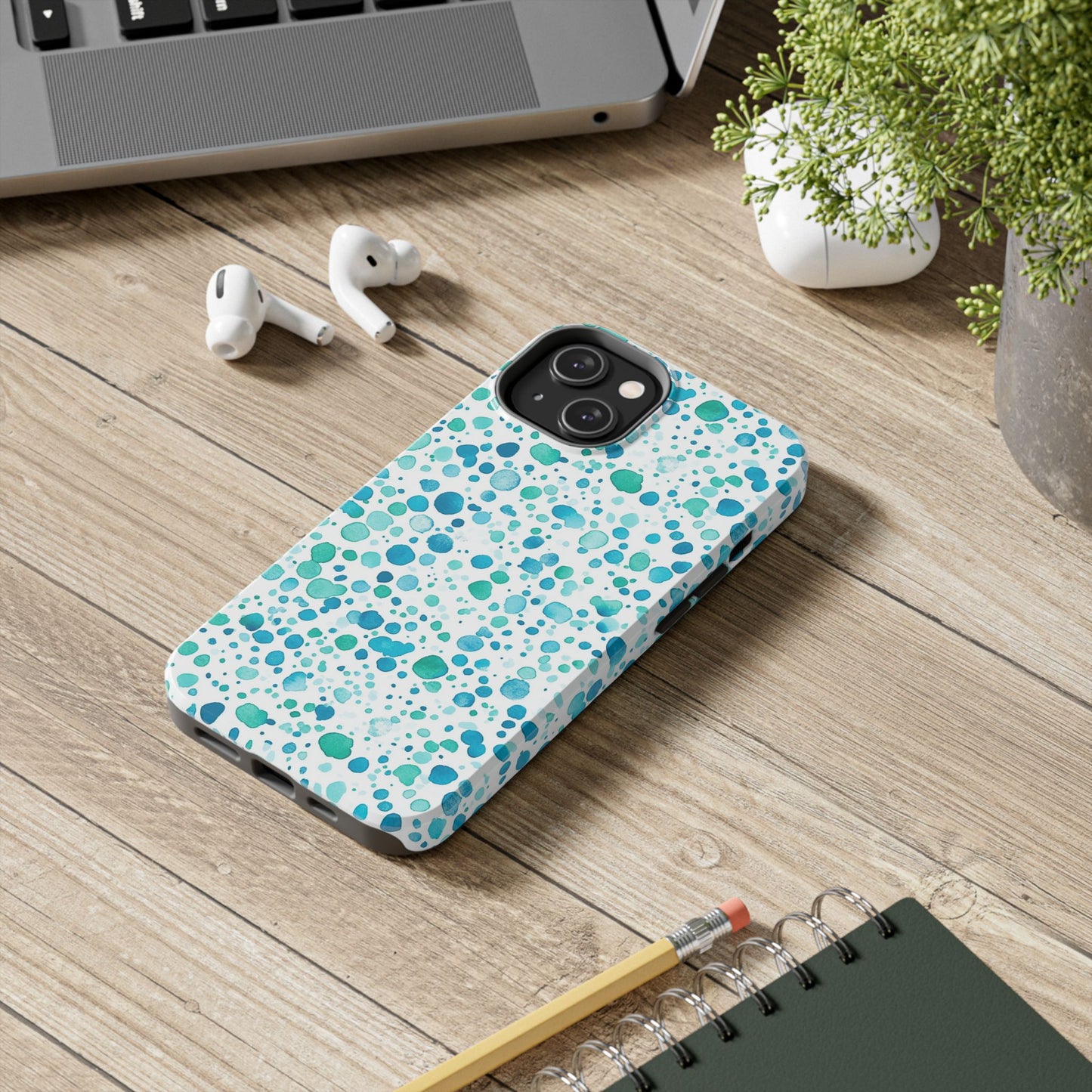 Trendy Spots | Aqua Watercolor Polka Dots