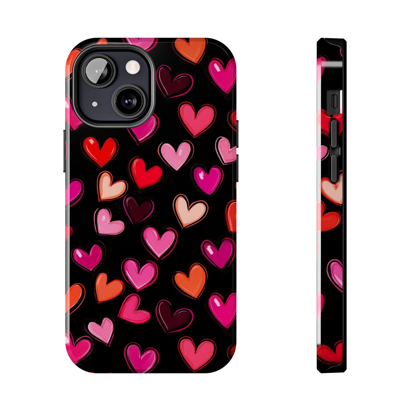Love is in the Air | Colorful Hearts on Black