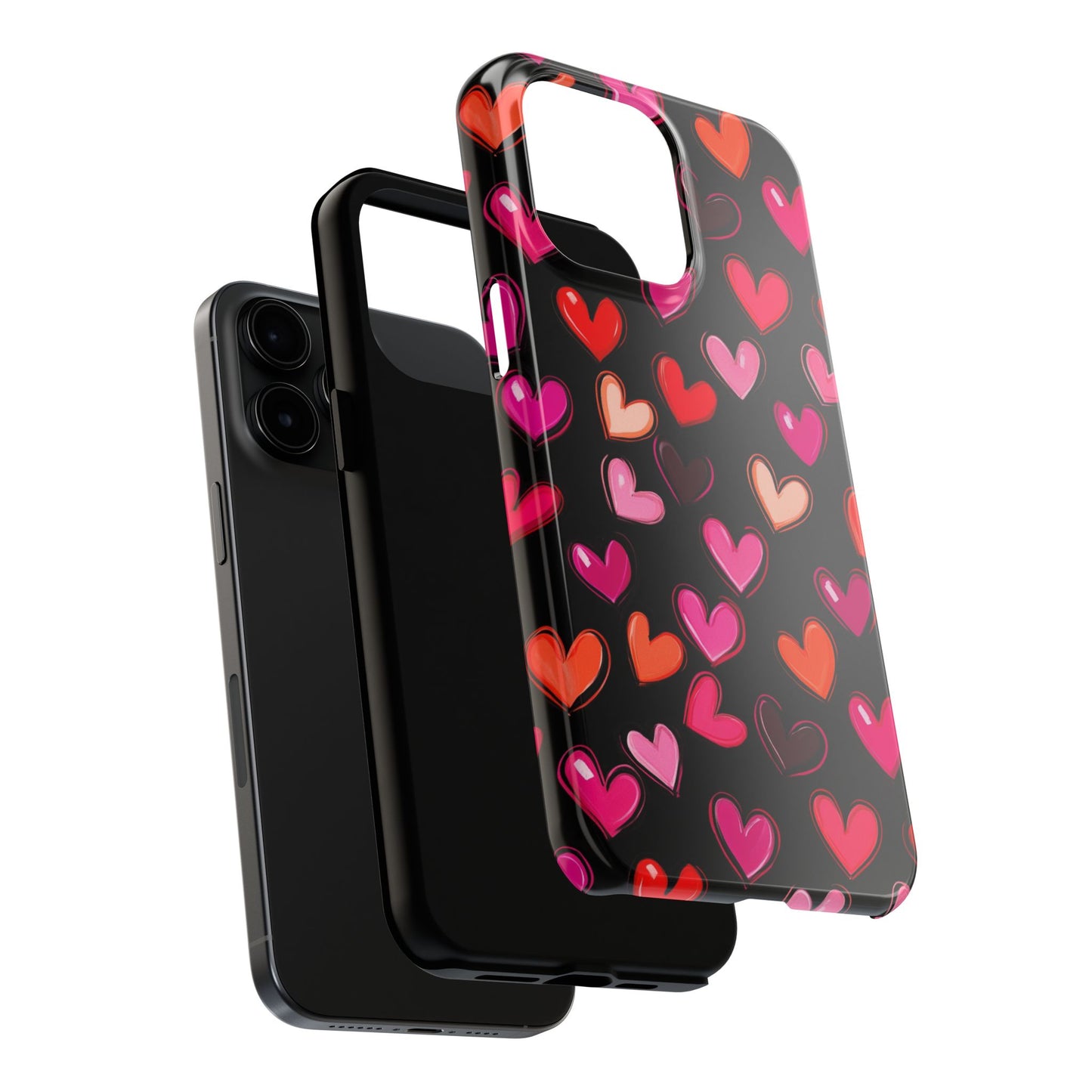 Love is in the Air | Colorful Hearts on Black