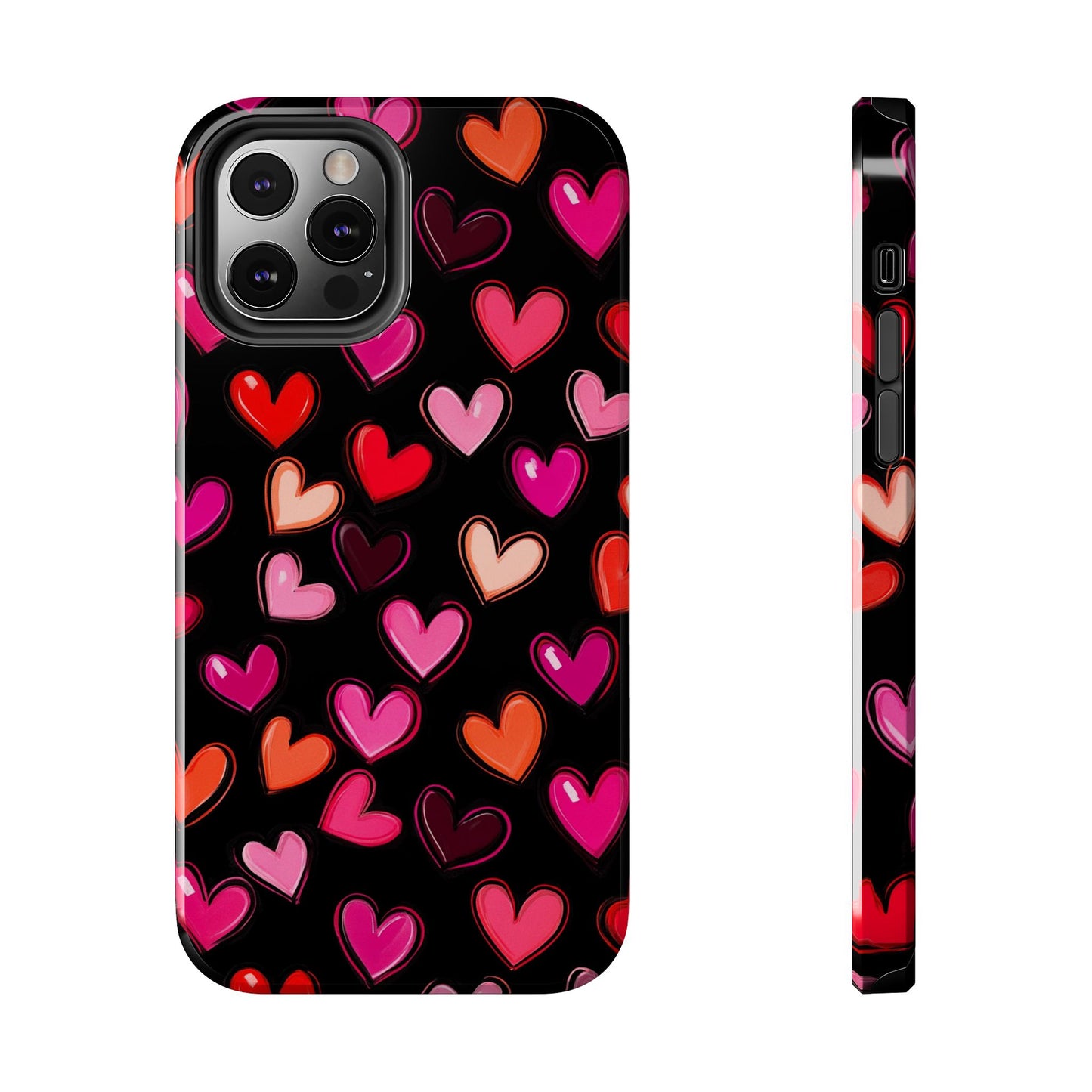 Love is in the Air | Colorful Hearts on Black