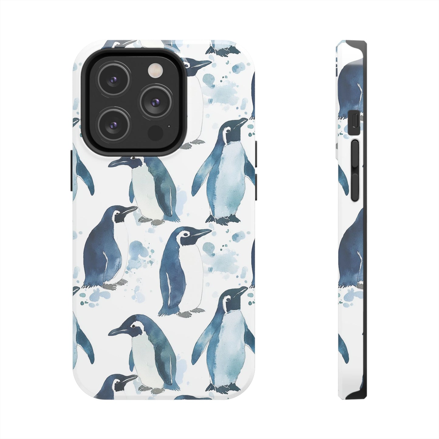 Animal Instinct | Watercolor Blue Gray Penguins