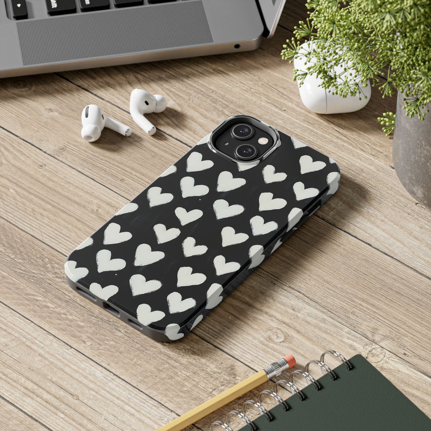 Love is in the Air | White Hearts on Black