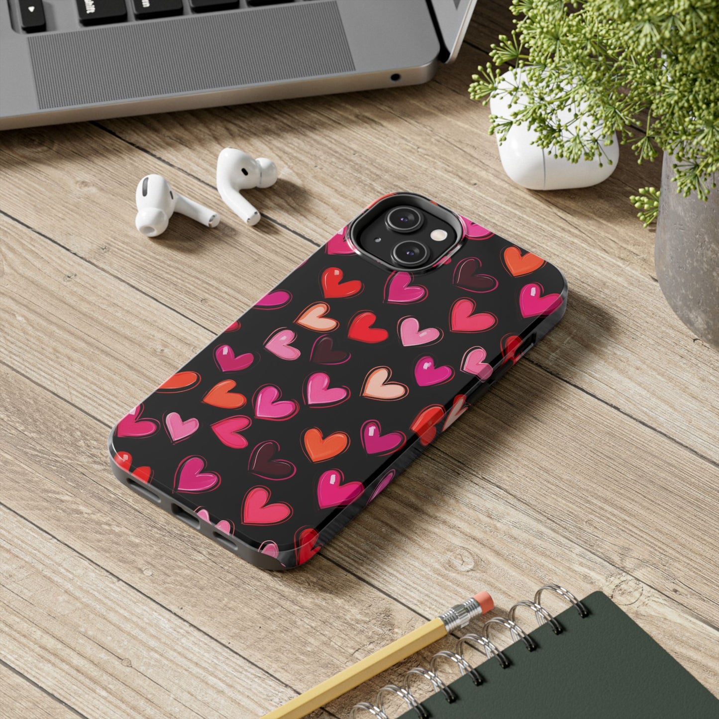 Love is in the Air | Colorful Hearts on Black