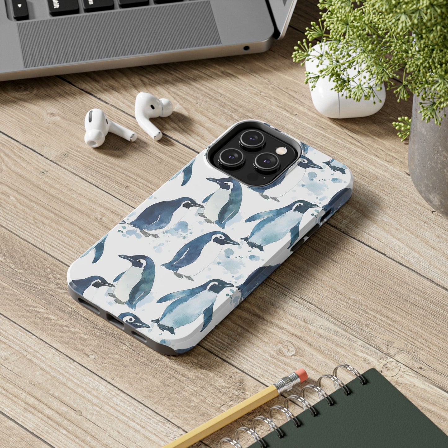 Animal Instinct | Watercolor Blue Gray Penguins