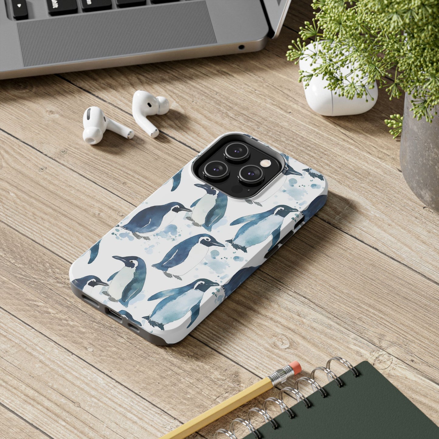 Animal Instinct | Watercolor Blue Gray Penguins