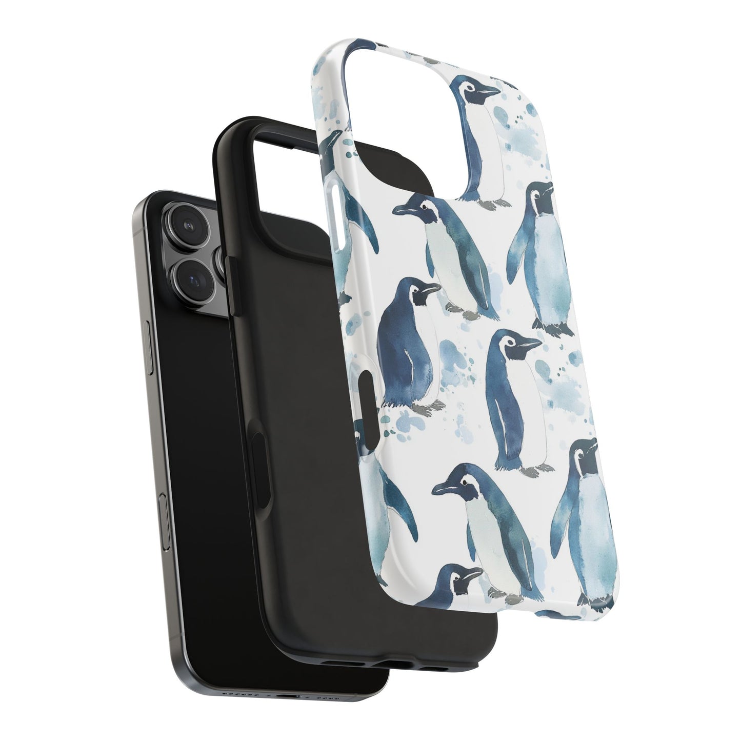 Animal Instinct | Watercolor Blue Gray Penguins