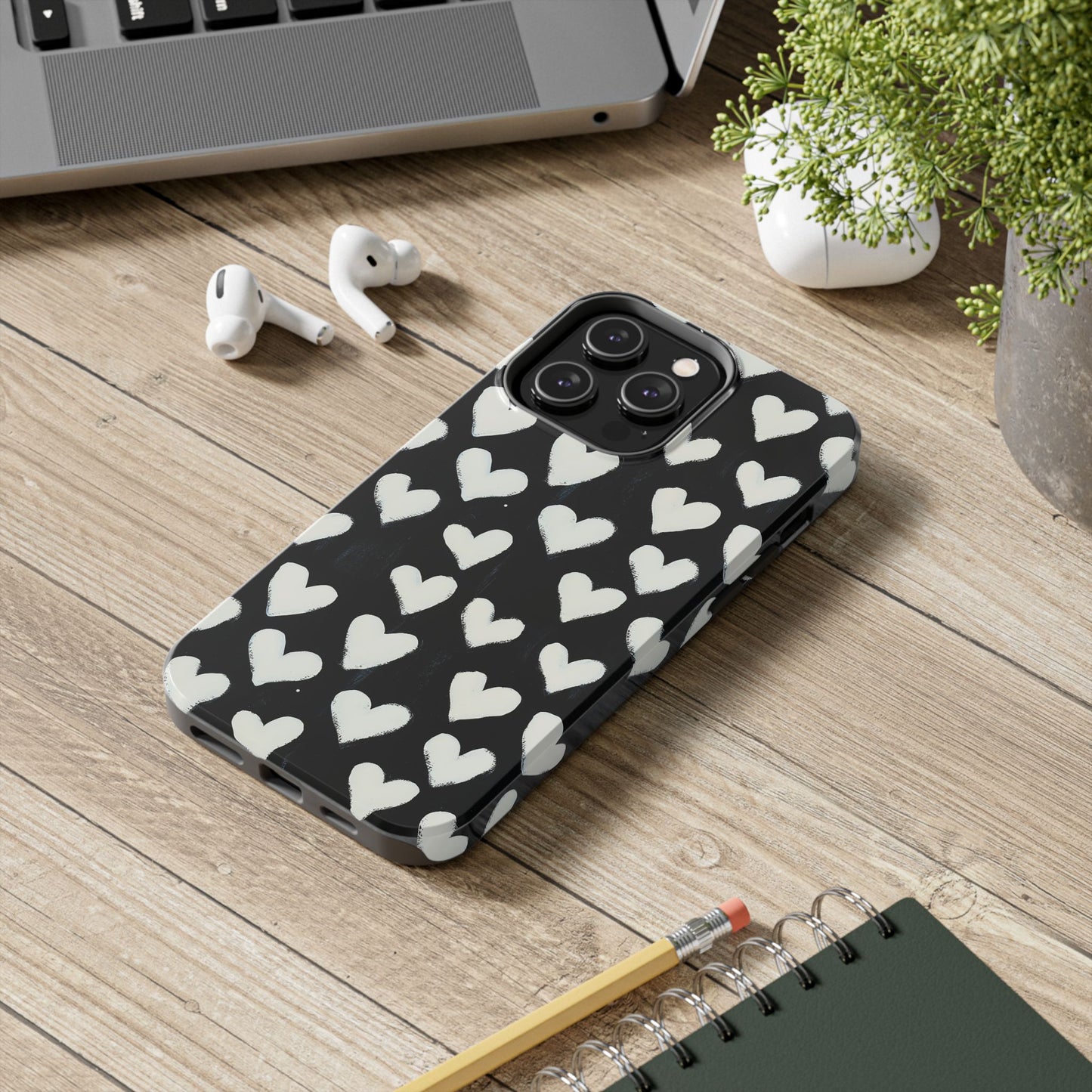Love is in the Air | White Hearts on Black