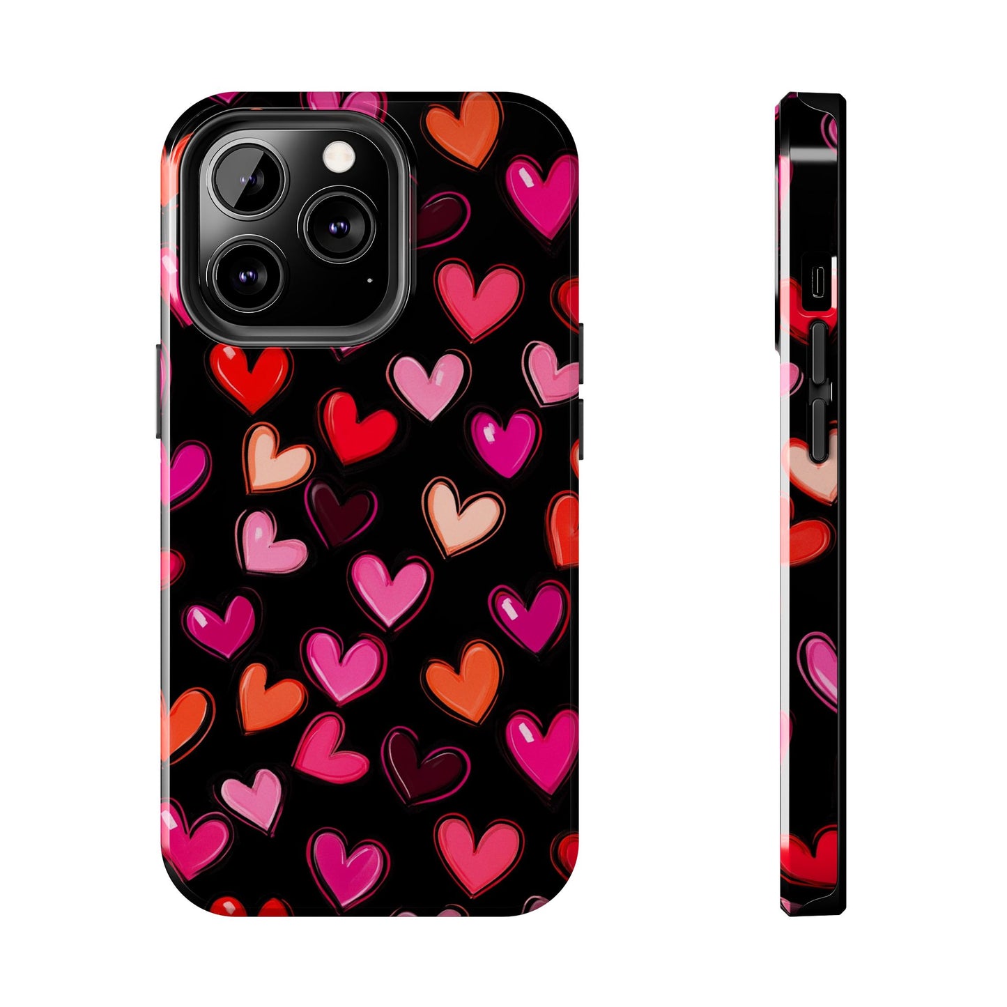 Love is in the Air | Colorful Hearts on Black