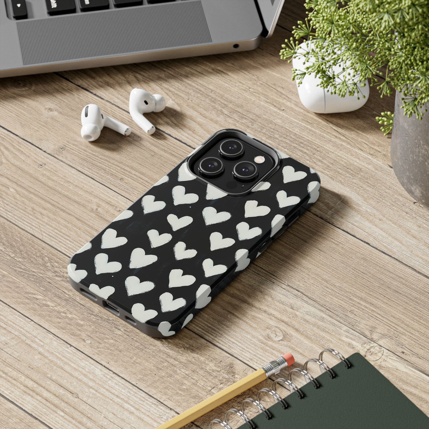 Love is in the Air | White Hearts on Black