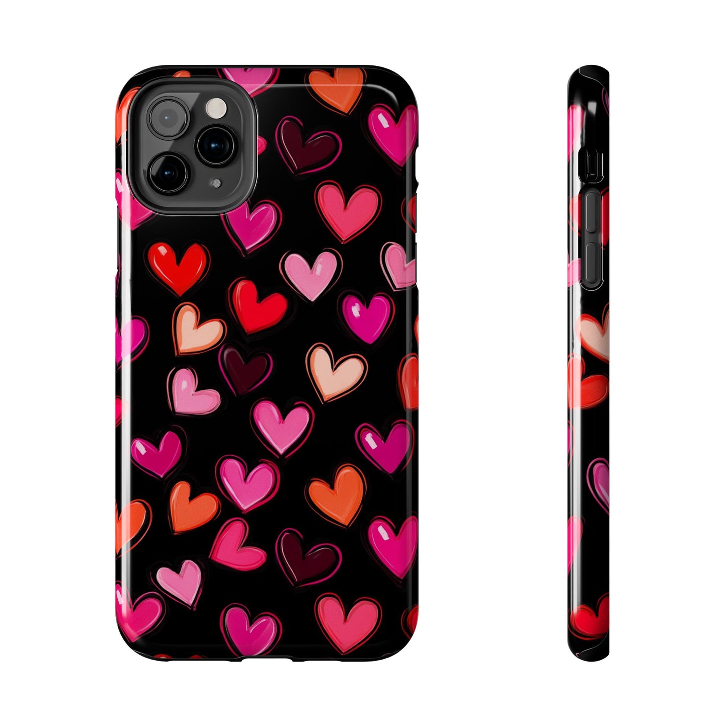 Love is in the Air | Colorful Hearts on Black