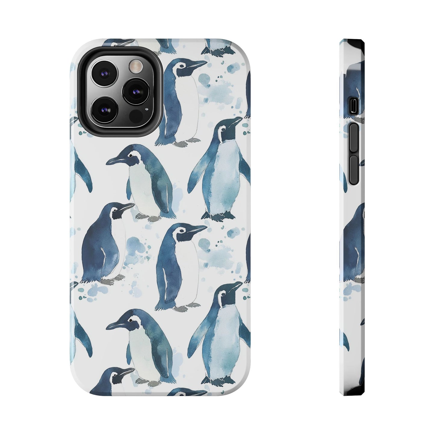 Animal Instinct | Watercolor Blue Gray Penguins