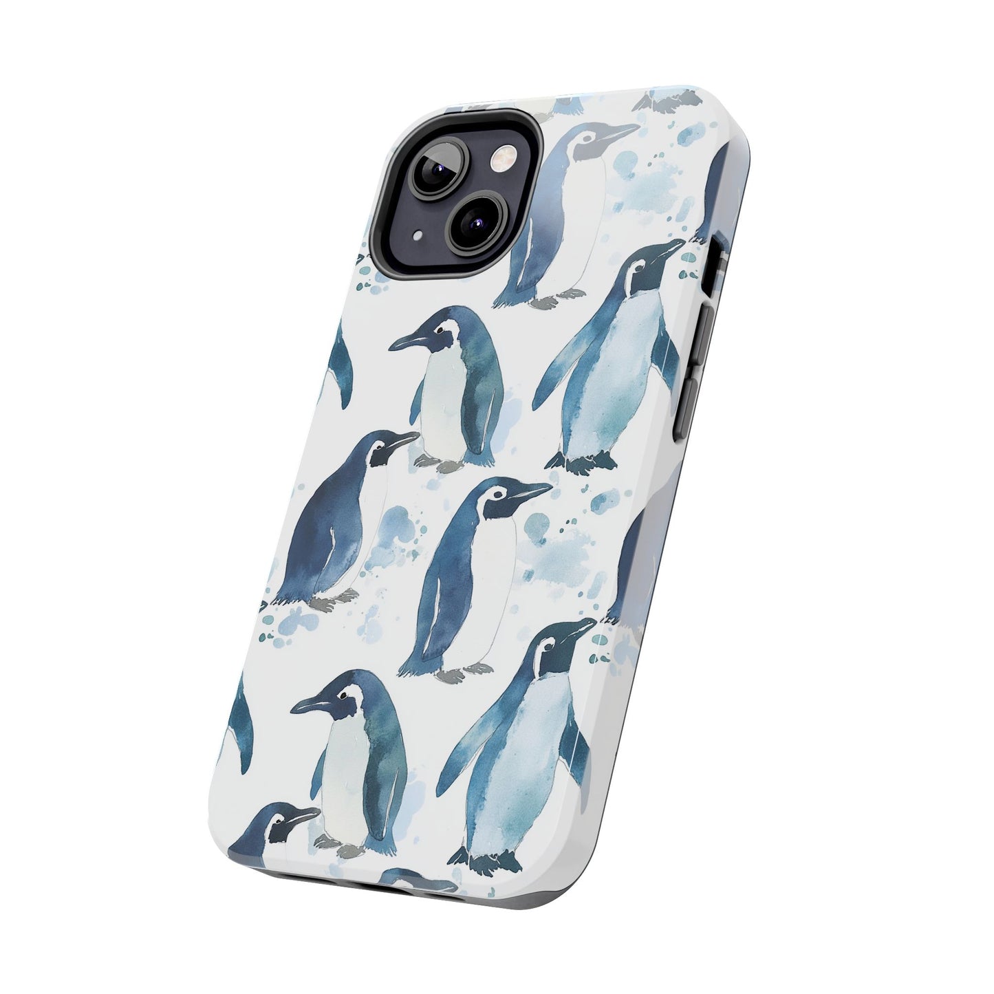 Animal Instinct | Watercolor Blue Gray Penguins