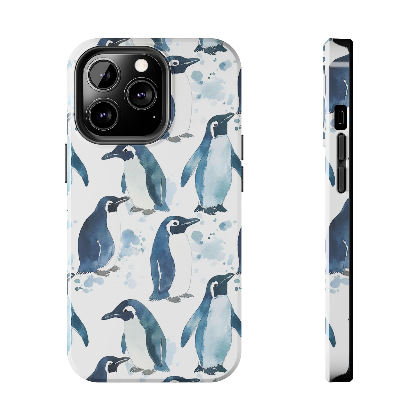 Animal Instinct | Watercolor Blue Gray Penguins