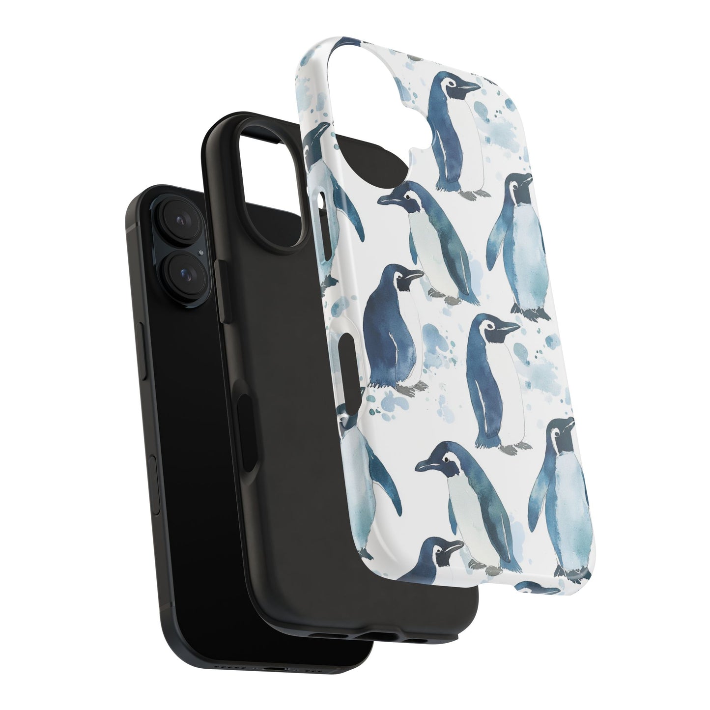 Animal Instinct | Watercolor Blue Gray Penguins
