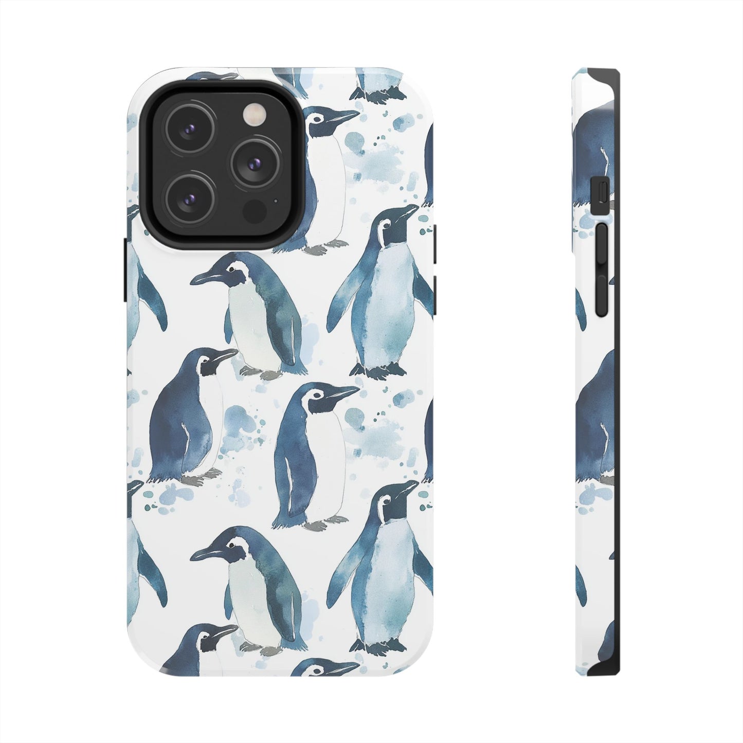 Animal Instinct | Watercolor Blue Gray Penguins
