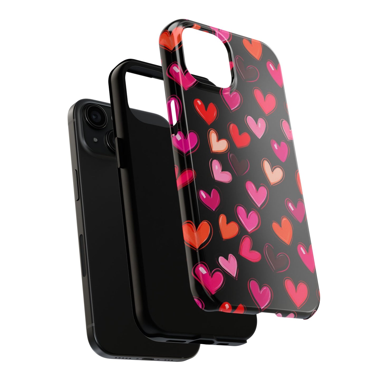 Love is in the Air | Colorful Hearts on Black