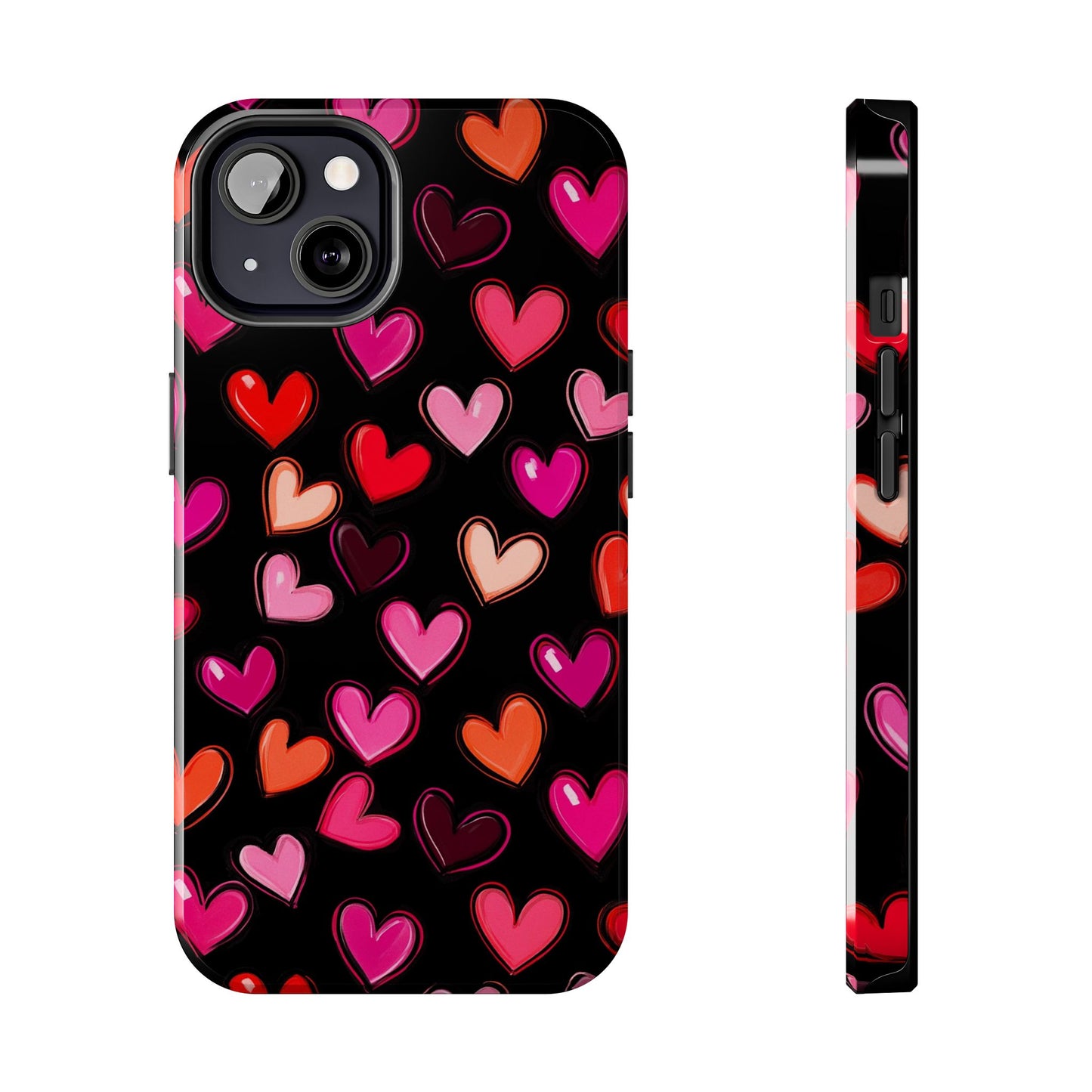 Love is in the Air | Colorful Hearts on Black