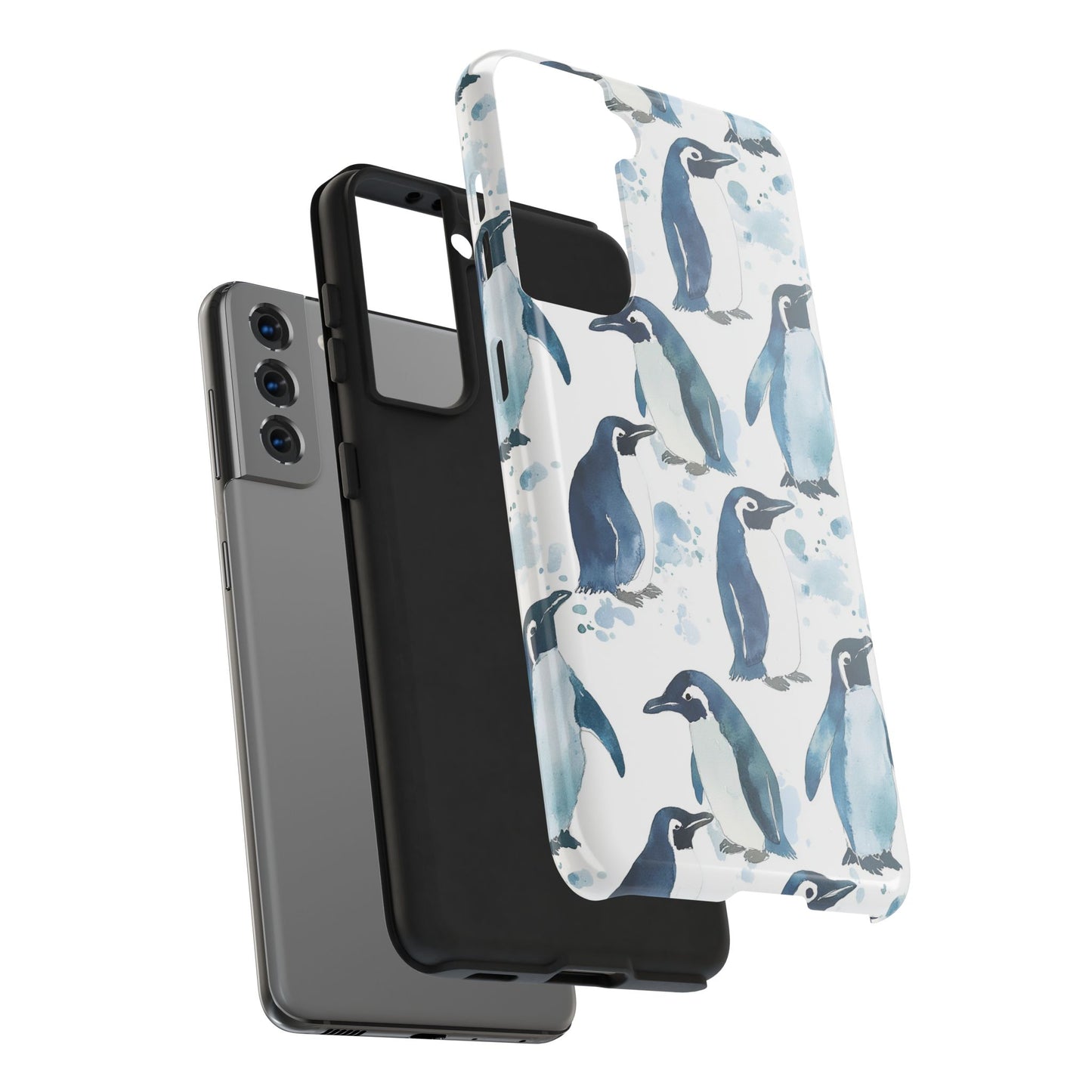 Animal Instinct | Watercolor Blue Gray Penguins