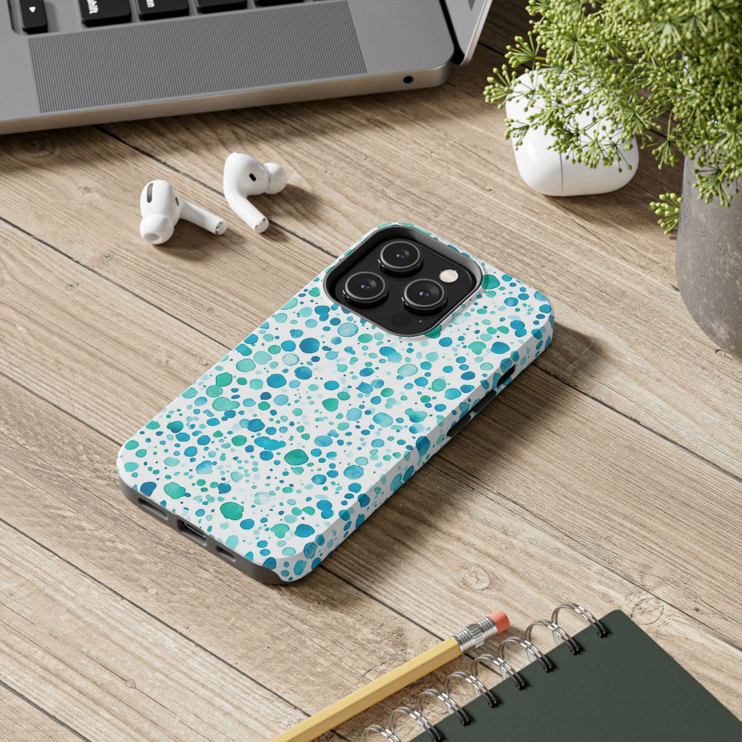 Trendy Spots | Aqua Watercolor Polka Dots
