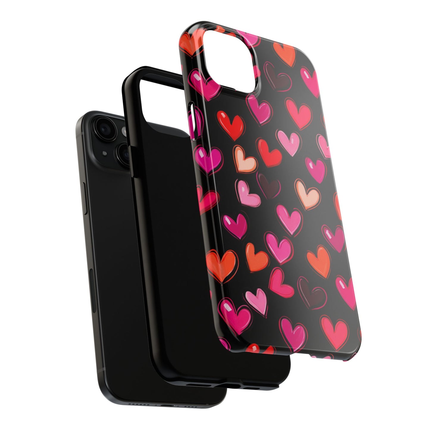 Love is in the Air | Colorful Hearts on Black